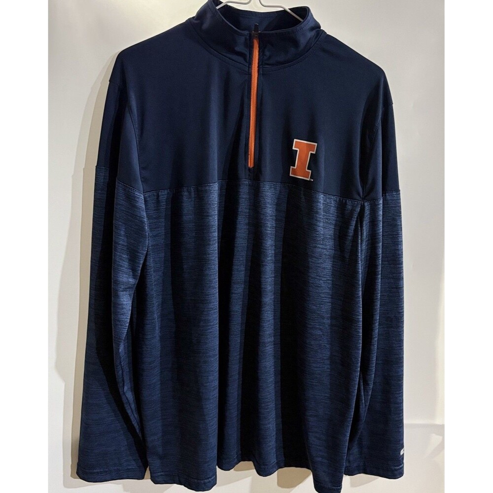 Colosseum Illinois Fighting Illini Men's 1/4 Zip Pullover Size L Blue Orange